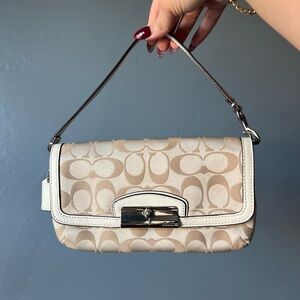 coach kristin flap clutch in beige